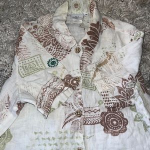 Hot Cotton Lagonlook Linen Summer Floral Top